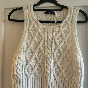 Mango Women's Cream Cable Knit Sweater Vest